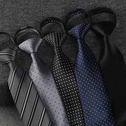 Paisley Zipper Ties for Men 8CM Neck Tie Solid Striped Polka Dots Silk Neckties Mens Automatic Zipper Tie Blue Lazy Ties 240517