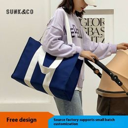 New Korean Tote Handheld Large Capacity Mommy Thickened Canvas Maternal and Child Bag Single Shoulder Cross Body Print