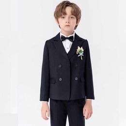 Suits Children Stripe Wedding Suit Boys Formal Ceremony Tuxedo Dress Teenager Kids Photograph Blazer Eve Party Performance Costume Y2405164H29