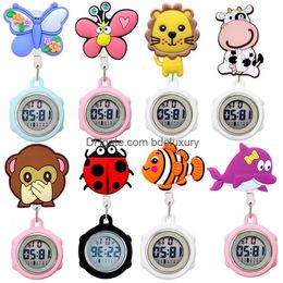 Other Fashion Accessories Lovely Cartoon Animals Digital Electronic Retractable Nurse Doctor Clip Mti-Function Hang Waterproof Chest P Otau1