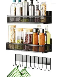 Kitchen Storage 8 Hangers Magnetic Rack For Refrigerator Space Saving Seasoning Jar Metal Organizers