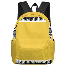 Backpack Yellow Geometric Pattern Women Man Backpacks Waterproof Travel School For Student Boys Girls Laptop Book Pack Mochilas