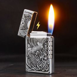 Fj6617 Metal Side Ignition Grinding Wheel Lighter Creative Open Flame Iatable Cigarette Lighter Wholesale
