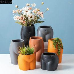 Vases Creative Body Art BuVase Desk Decoration Porcelain Floral Decorative Flowers Pots Flower Arrangement Modern Home Decor