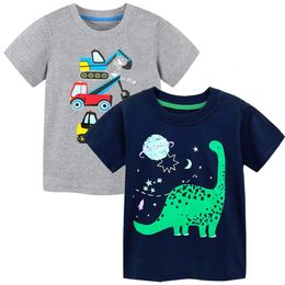 2024 Baby Boys Summer Clothes Straight Rocket T Shirt Red Cotton Fashion Kids Tops 2-7 Years 240517