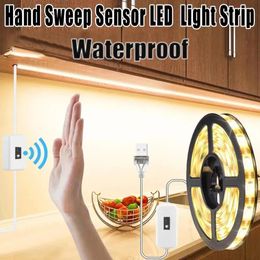 5V USB Light Strip Motion Sensor LED Backlight Hand Sweep Waving Light Double-sided Tape TV Kitchen Cabinet Wardrobe Lamp Strip