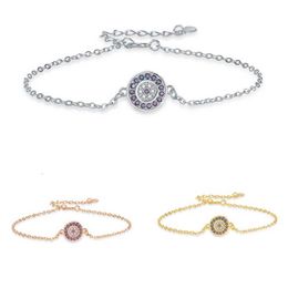 2023 Mix 3 Colour Bracelets Gold Rose Silver S925 sterling silver Sparking Aaa Cz Evil Eye Link Chain 18K Gold Girl Women Turkish Jewelr 285L