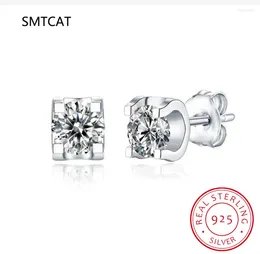 Stud Earrings Fine Jewelry 925 Sterling Silver Sparkling 0.5CTx2PCS GRA Moissanite Diamonds For Women Men Gifts Wholesale