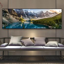 Landscape Canvas Painting, Lake, Forest, Mountain Scenery, Wall Art Decor, Posters for Living Room, Bedroom Prints, Picture,Unframed