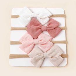 Hair Accessories 4 pieces of baby bamboo cotton bow ni faucet with cute hair for girls childrens photo decoration hair accessories WX