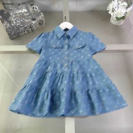 Luxury baby skirt Blue denim fabric Princess dress Size 100-150 CM kids designer clothes summer Logo print girls partydress 24May