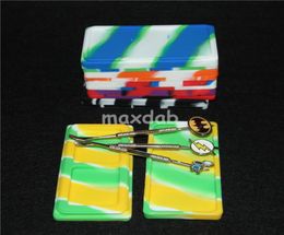 1 set Square Small Waxmate Containers boxes Silicone Rubber nonstick Storage Wax Jars Dab tool with badges Tools Dabber Oil Holde4948364