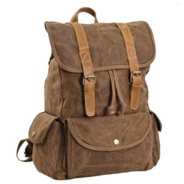 Backpack Vintage Canvas Casual Computer Rucksack Men's Outdoor Travel Large Capacity Hiking Bag