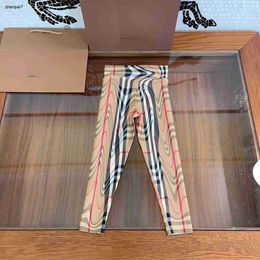 Top designer Child Clothing Yoga Slim Fit Pants baby Casual pants Size 110-160 CM fashion Khaki plaid print Kids trousers Aug03