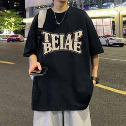 Men's T-Shirts Mens Vintage Summer Pure Cotton Short Slve Ts Social Absorb Sweat Oversized Harajuku Style Casual Y2k Clothing Fashion Top Y240516