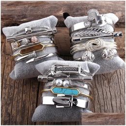 Bangle Bracelets Rh Fashion Metal Bracelet Set 5Pc Sets For Women Jewellery Gift Drop Delivery Dh2Dl