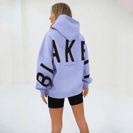 Cross-border Europe And The United States Fashion Printing Thick Long Sleeve Loose Hoodie Woman 240510