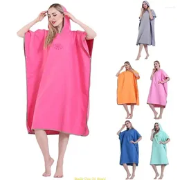 Towel Adult Unisex Microfiber Beach Wetsuit Changing With Hood Solid Color Oversized Quick Dry Bath Robe Poncho Cape For