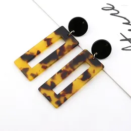 Stud Earrings Japan And South Korea Contracted Big Acetate Leopard Print Edition Of Acrylic Resin Plate Geometry