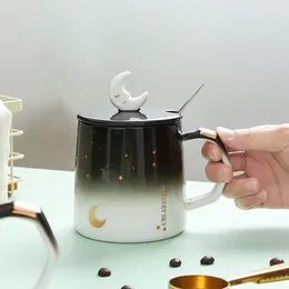 Mugs 2024 Creative Star Mug Individual Trend Ceramic Water Cup Nordic Milk Coffee Tea With Lid Spoon