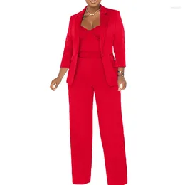 Women's Two Piece Pants Elegant Workwear Pant Suits For Women Set Office Lady Business Camisole One Jumpsuit With Blazer Matching Sets