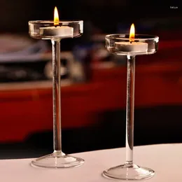Candle Holders European Style Tall Holder Glass Transparent Creative Design Wedding Party Romantic Dinner Decor