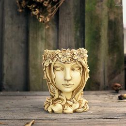 Decorative Figurines Resin Succulents Goddess Flower Pot Festival Home Courtyard Nordic Art Sculpture