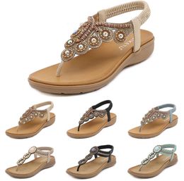 2024 Bohemian Sandals Women Slippers Wedge Gladiator Sandal Womens Elastic Beach Shoes String Bead Color47 GAI-795