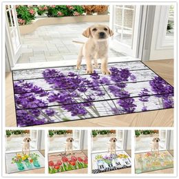 Carpets 1Pc Floral Pattern Doormat Entryway Themed Mat Non-slip Throw Rug Washable Floor Mats Indoor Outdoor Home Decore Carpet Kitchen