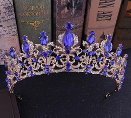KMVEXO Red Black Crystal Tiara Bridal Crown for Wedding Bride Gold Rhinestone Crowns Headband Jewelry Hair Accessories Y2007277525758