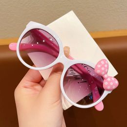 Adorable Color Block With Bow Decor Large Frame Sunglasses Teens Boys Girls Outdoor Party Vacation Travel kids eyewear L2405