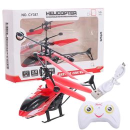 Rechargeable RC Helicopters Drone Toys Induction Hovering Remote Safe Fallresistant Mini Kids Toy Gift 240516