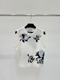 422 2024 Runway Spring Summer Brand SAme Style Sleeveless White Crew Neck Womens Clothes High Quality Womens 142151