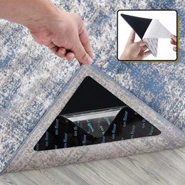 Carpets 4PCS Nano PU Self-adhesive Carpet Anti-slip Triangular Patch Household Floor Mat Fixed Washable And Reusable
