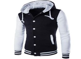 New Hooded Baseball Jacket Men Winter Autumn 2017 Fashion Design Black Mens Slim Fit Varsity Jacket Brand Stylish College Jacekt V5692639