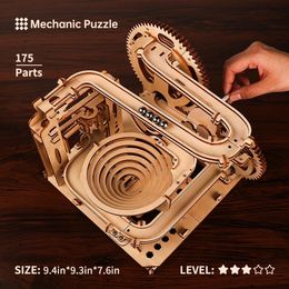 3D Wooden Puzzles DIY Marble Run Building Block Kit Model Crafts Decoration Education Puzzle Toys Birthday Gifts For Kids 240516