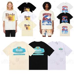 Designer rhude t shirt mens t shirt Fashion Clothing Tees Hip hop TShirts Rhude American High Street Trend Brand Summer men women Gender Free Playing Cards AN18