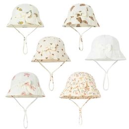 Caps Hats Spring and Summer Outdoor Baby Hat Printed Bow Fisherman Hat Cotton Baby Bucket Hat WX