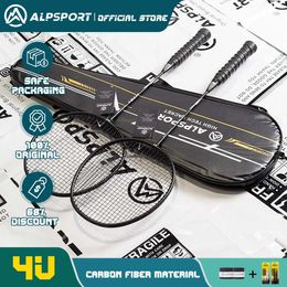 Alpsport Rr 4U Badminton Racket 2pcslot Max 25 lbs Original Includes bag and strings Professional carbon fiber 240516