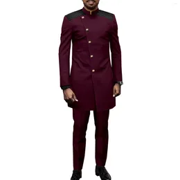 Ethnic Clothing African Suit For Men Slim Fit Dashiki Blazer Jacket And Pants Outfit 2 Piece Set Embroidery Coat