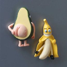 Fridge Magnets New product cute cartoon 3D refrigerant stickers for childrens toys creative home decoration fruit magnets banana avocado information H240516