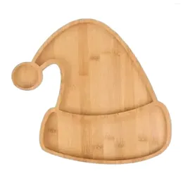 Decorative Figurines Cake Christmas Tree Dessert Serving Tray Elk Hat Shaped Nuts Wooden Festive Fruit Snack Reusable Easy Clean Home