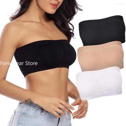 Bras Double Layers Plus Size Strapless Bra Bandeau Tube Removable Padded Top Stretchy Seamless Boob Crop Spaghetti Strap