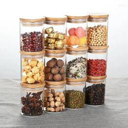 Storage Bottles Bamboo Lid Glass Spice Jar Kitchen Sealed Organiser And Container 12 Pieces Set Carton Packaging