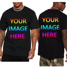 DIY 180gsm 100% Cotton T Shirt Custom Your Design Tops Tee Men Print Your Own Design Brand Team Customization Drop 240517