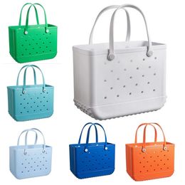 Designer Storage Bags Waterproof Bogg Beach Bag Solid Punched Organizer Basket Summer Water Park Handbags Large Women's Stock Gifts GC2090