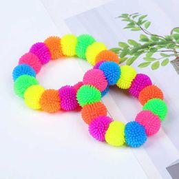 10PCS Decompression Toy 12Pc Multicolor Spiky Hedge Ball Bracelet Wristband Novelty Fidget Toys Squeeze Squishy Sensory Stress Relief Antistress Kid Toy
