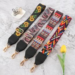 5cm Wide Handbag Strap Women Adjustable Handle Bag Accessories Ethnic Style Colourful Pattern Crossbody Nylon Shoulder Belt 240429