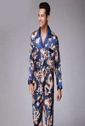 Mens Silk Satin Pajamas Pyjamas Set Sleepwear Sets Loungewear Dragon Printing Sleepwear Nightwear Couple 2PC Tops And Pants Large 5280588