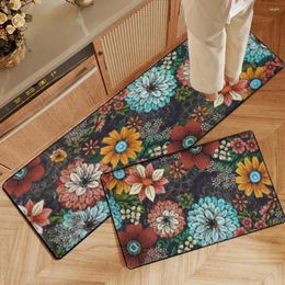 Carpets Entry Door Carpet Floral Print Kitchen Vibrant Colour Wear Resistant Non-slip Mats For Easy Anti-fouling Protection